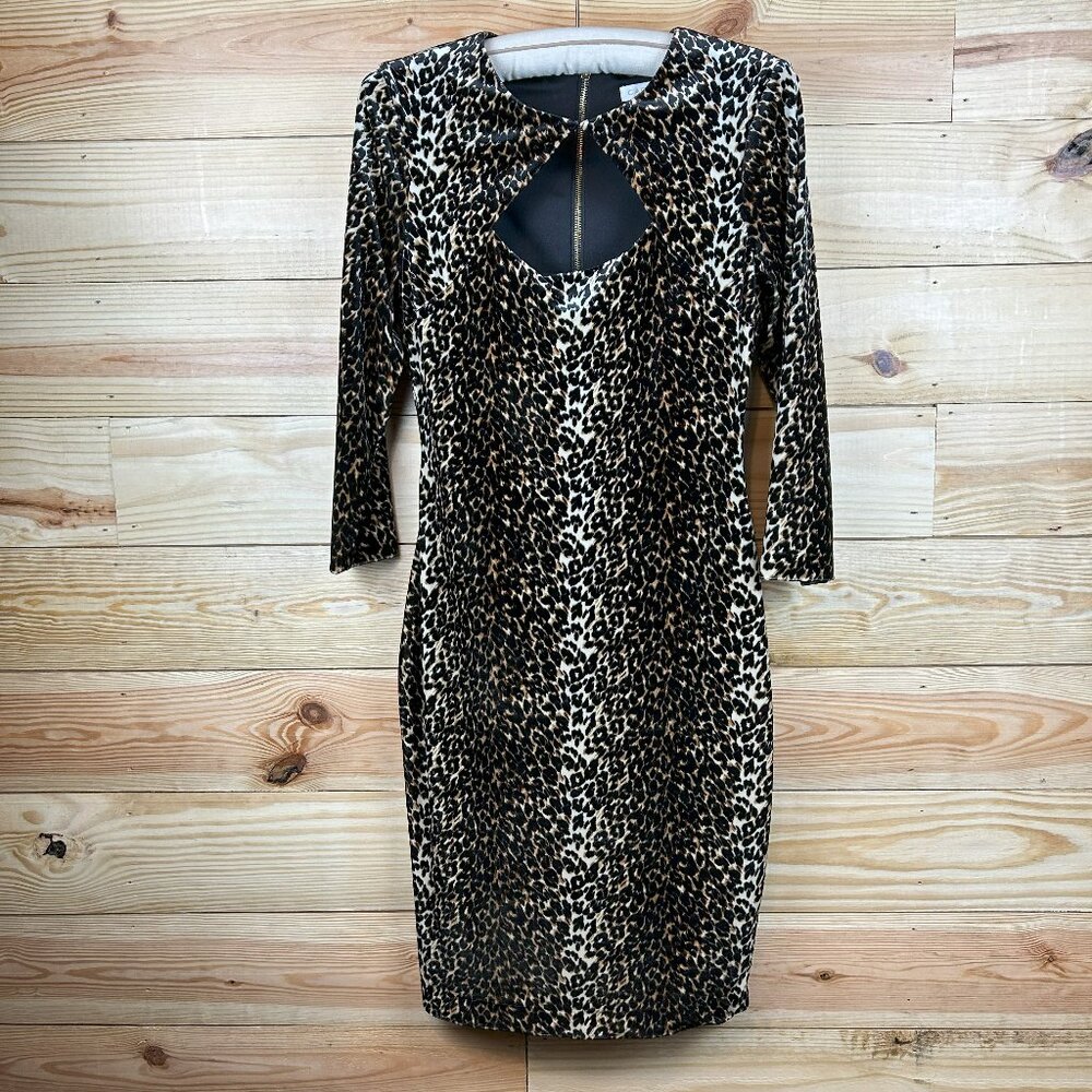 Cache velvet leopard print dress brown and black